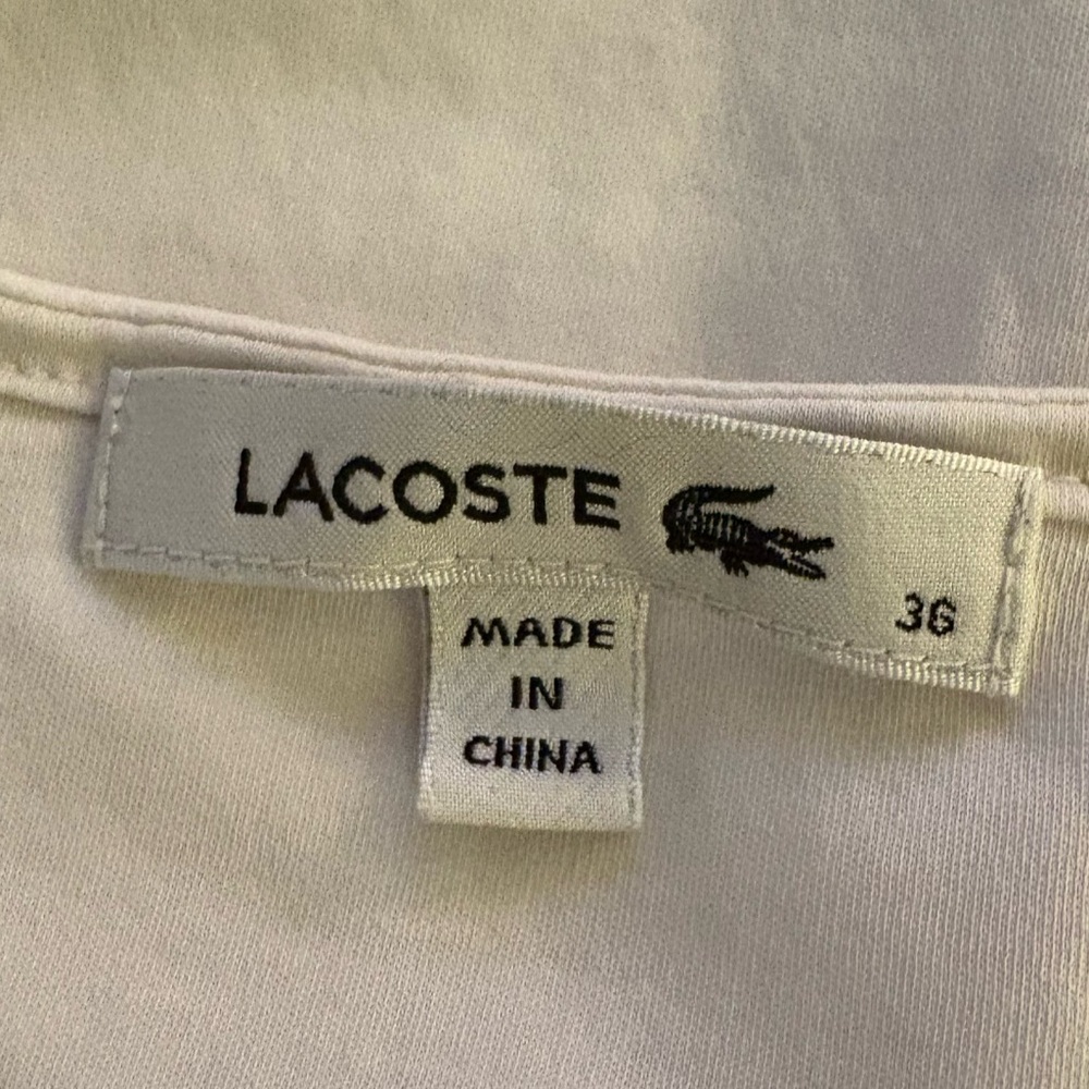 LACOSTE White Cap Sleeve Tee size 36 - Picture 4 of 8